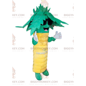 Costume de mascotte BIGGYMONKEY™ de palmier vert et jaune super