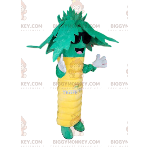 Super iloinen vihreä ja keltainen palmu BIGGYMONKEY™ maskotti