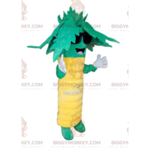 Super happy green and yellow palm tree BIGGYMONKEY™ mascot