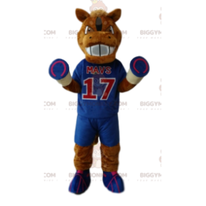 Disfraz de mascota BIGGYMONKEY™ de caballo marrón con ropa