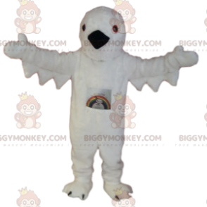 BIGGYMONKEY™ Maskottchenkostüm aus weißem Vogel mit schwarzem