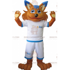 Orange Fox BIGGYMONKEY™ Maskottchen-Kostüm in Sportbekleidung -