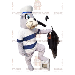 BIGGYMONKEY™ mascot costume of seal in sailor outfit. seal