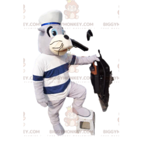BIGGYMONKEY™ mascot costume of seal in sailor outfit. seal