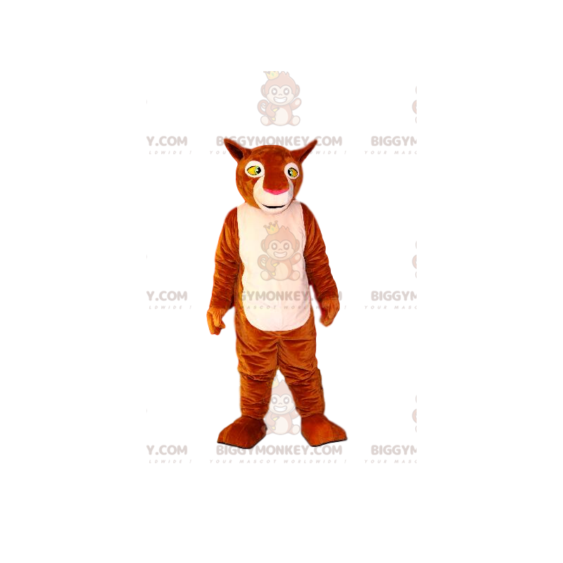 Costume de mascotte BIGGYMONKEY™ de lionne marron et blanche. Costume de mascotte BIGGYMONKEY™ de lionne marron et blanche.