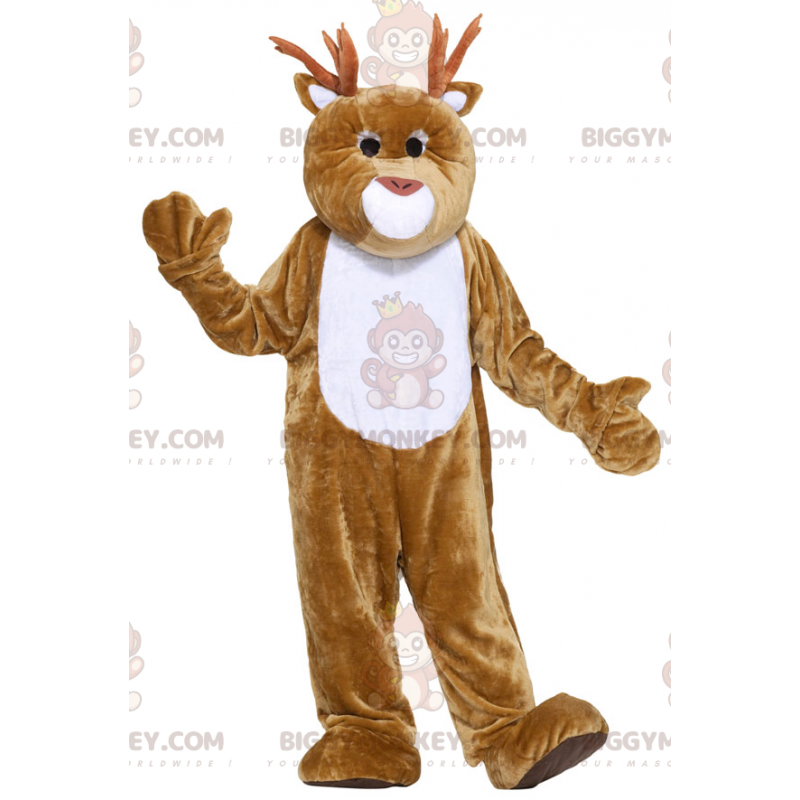 Costume da mascotte BIGGYMONKEY™ con renna bianca e marrone Costume da mascotte BIGGYMONKEY™ con renna bianca e marrone
