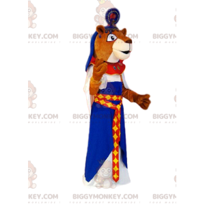 BIGGYMONKEY™ μασκότ στολή καφέ λέαινα με στολή της βασίλισσας