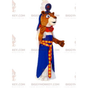BIGGYMONKEY™ μασκότ στολή καφέ λέαινα με στολή της βασίλισσας