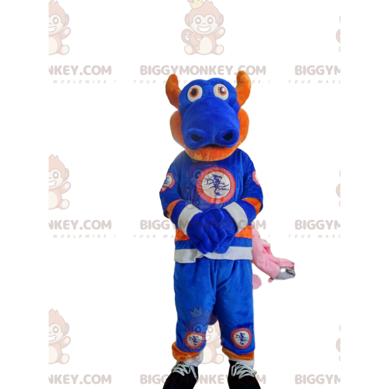 Blue and Orange Dragon BIGGYMONKEY™ Mascot Costume in