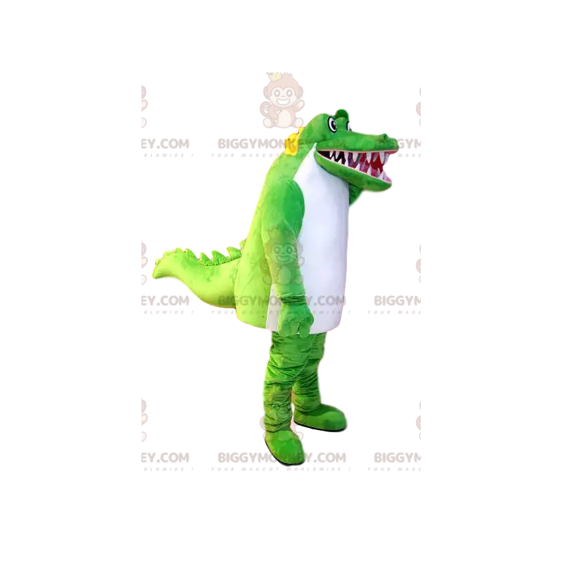 Super fun green and white crocodile BIGGYMONKEY™ mascot Super fun green and white crocodile BIGGYMONKEY™ mascot