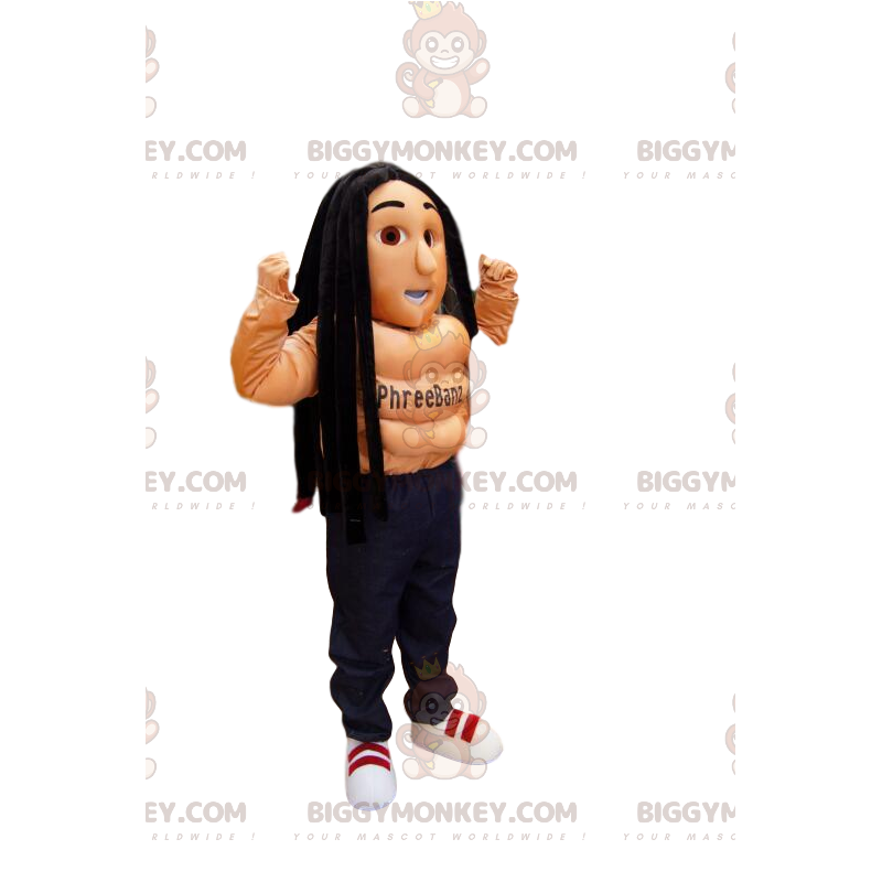 BIGGYMONKEY™ maskotdräkt idrottsman utan överkropp med rastas - BIGGYMONKEY™ maskotdräkt idrottsman utan överkropp med rastas -