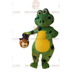 BIGGYMONKEY™ mascot costume of green lizard with black dots.