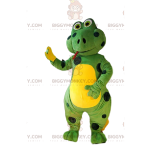 Kostým maskota BIGGYMONKEY™ zelené ještěrky s černými tečkami. Kostým ještěrky. - Hadí maskoti - BiggyMonkey.com