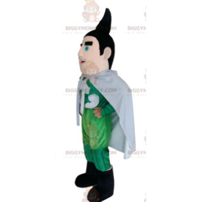 Kostium maskotki superbohatera BIGGYMONKEY™ w zielonym stroju z czarną bufią. - Maskotka superbohatera - BiggyMonkey.com