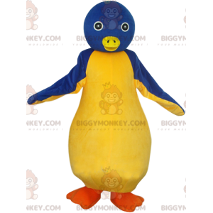 BIGGYMONKEY™ costume mascotte di pinguino blu e giallo con