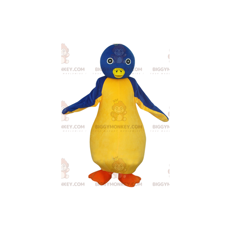 BIGGYMONKEY™ maskottiasu sinisestä ja keltaisesta pingviinistä BIGGYMONKEY™ maskottiasu sinisestä ja keltaisesta pingviinistä