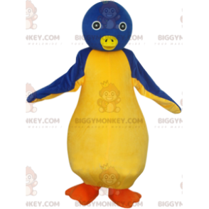 BIGGYMONKEY™ mascot costume of blue and yellow penguin with