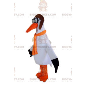 Traje de mascote Stork BIGGYMONKEY™ com óculos e chapéu de
