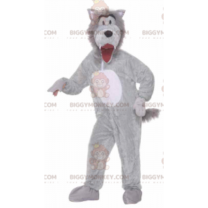Plně přizpůsobitelný kostým maskota šedého a bílého vlka