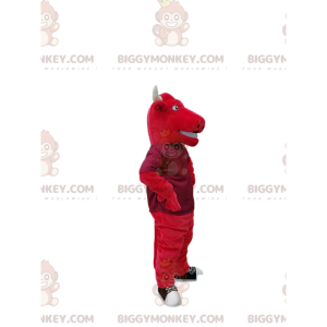 Traje de mascote BIGGYMONKEY™ de touro vermelho com grandes