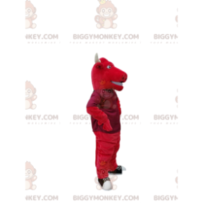 BIGGYMONKEY™ mascot costume of red bull with big white horns. - Cow Mascots - BIGGYMONKEY_012901 - BiggyMonkey.com