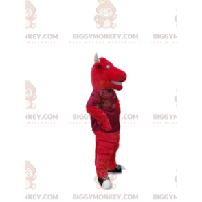 BIGGYMONKEY™ mascottekostuum van rode stier met grote witte