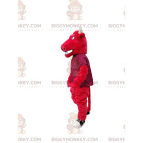 BIGGYMONKEY™ costume mascotte di toro rosso con grandi corna