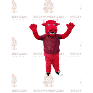 Στολή μασκότ BIGGYMONKEY™ από κόκκινο ταύρο με μεγάλα λευκά