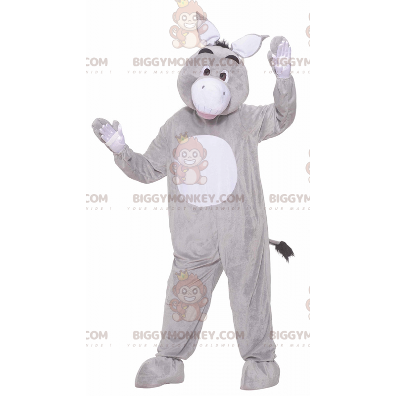 Traje de mascote de burro bisonho cinza e branco BIGGYMONKEY™ –