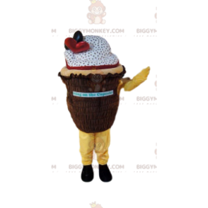 BIGGYMONKEY™ mascottekostuum van witte en bruine cupcake met