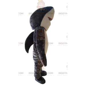 Costume da mascotte BIGGYMONKEY™ squalo grigio e bianco.
