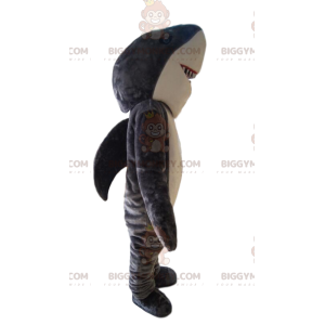 Kostým maskota šedého a bílého žraloka BIGGYMONKEY™. kostým