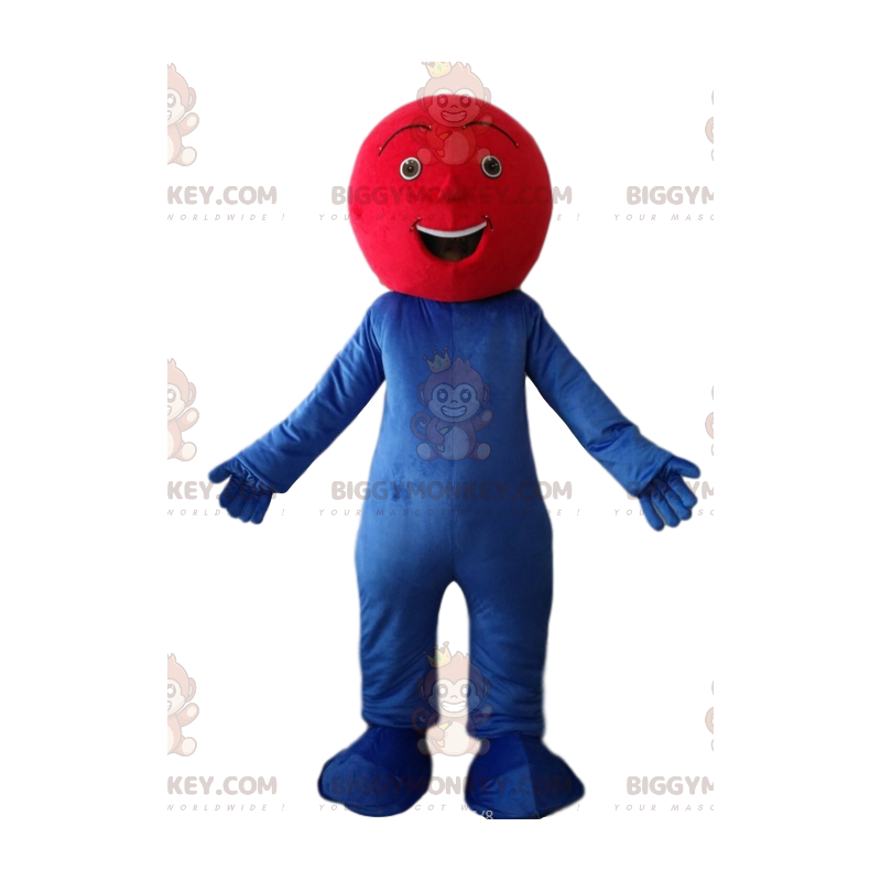 Costume de mascotte BIGGYMONKEY™ de bonhomme bleu très heureux Costume de mascotte BIGGYMONKEY™ de bonhomme bleu très heureux