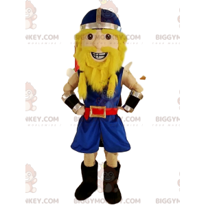 Viking BIGGYMONKEY™ mascot costume in traditional blue outfit