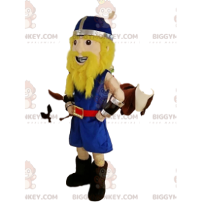 Viking BIGGYMONKEY™ mascot costume in traditional blue outfit