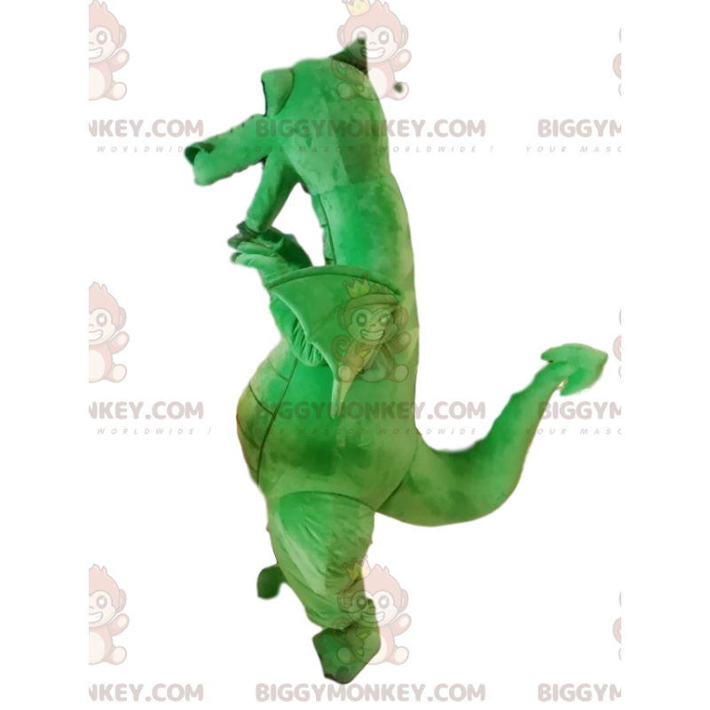 Disfraz de mascota Súper Dragón Verde Sonriente BIGGYMONKEY™.