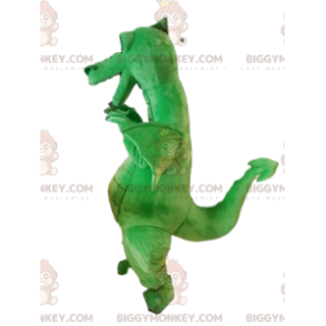 Costume de mascotte BIGGYMONKEY™ de dragon vert super souriant.