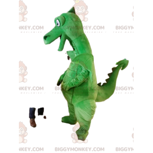 Costume de mascotte BIGGYMONKEY™ de dragon vert super souriant.