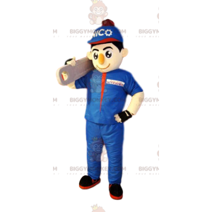 BIGGYMONKEY™ Maskottchen Kostüm Handwerker in blauer