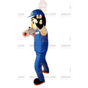 BIGGYMONKEY™ Maskottchen Kostüm Handwerker in blauer