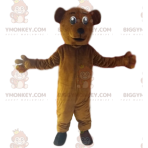 Zeer enthousiaste bruine beer BIGGYMONKEY™ mascottekostuum.