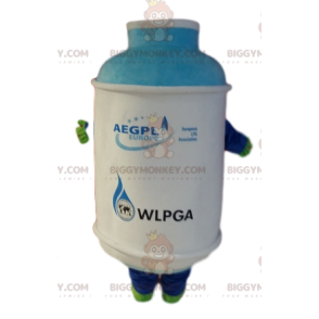 Very smiley white gas canister BIGGYMONKEY™ mascot costume. –