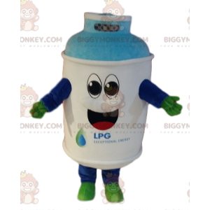 Zeer smiley witte gasfles BIGGYMONKEY™ mascottekostuum. -