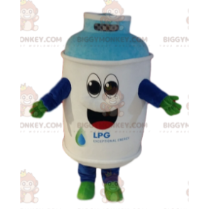 Very smiley white gas canister BIGGYMONKEY™ mascot costume. –