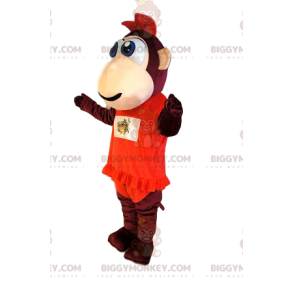 Traje de mascote de macaco marrom BIGGYMONKEY™, com um vestido