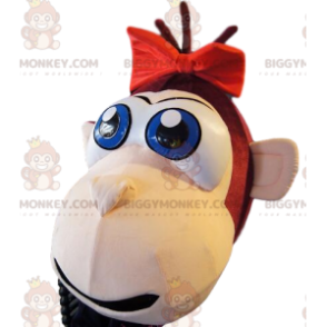 Brown monkey BIGGYMONKEY™ mascot costume, with a red ruffled