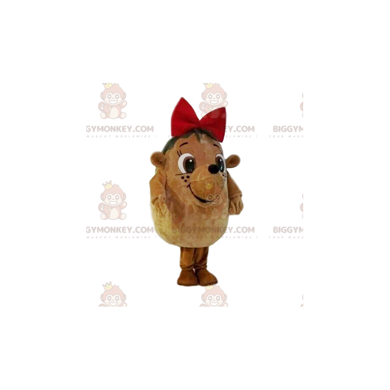 Very cute hedgehog BIGGYMONKEY™ mascot costume, with red bow