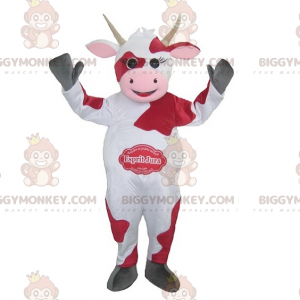 Red and Pink White Cow BIGGYMONKEY™ Mascot Costume -