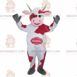 Rød og lyserød hvid ko BIGGYMONKEY™ maskotkostume -
