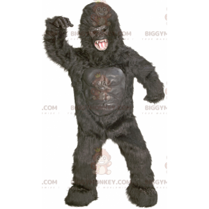 Hirveän näköinen jättiläinen musta Gorilla-maskottiasu